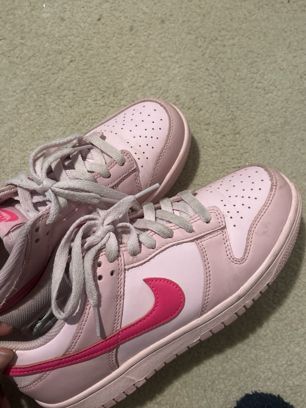 Nike Pink Low-Top Sneakers with Hot Pink Swoosh